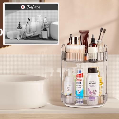 Get organized with Niluks 360-degree rotating makeup organizer Place your essentials anywhere anytime