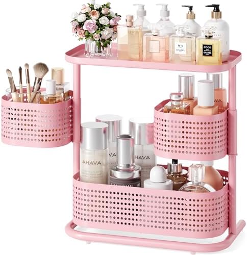 KINGRACK 3 Tier Rotating Bathroom Organizer with Non-Slip Feet