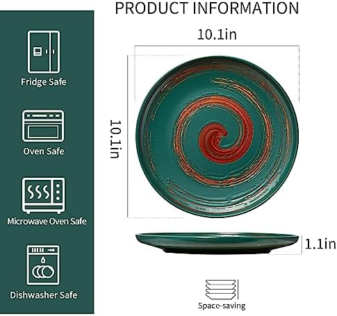 Colorful 101-inch Dinner Plates Set of 4 Classic Design