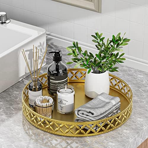 EKNITEY 11 Gold Flower bathroom Vanity Trays - Space-Saving Counter Organizer for Towels Cosmetics More