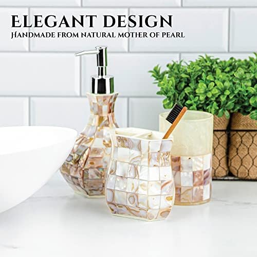 Milano Toothbrush Cup with Mother of Pearl - Electric Toothbrush Holder for Bathroom