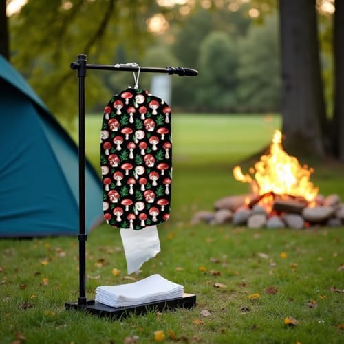 Cute Mushroom Toilet Paper Storage Bag with Reusable Design Organizer for Trash Increments