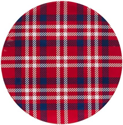 Patriotic Plaid Melamine Dinner Plates Set of 6