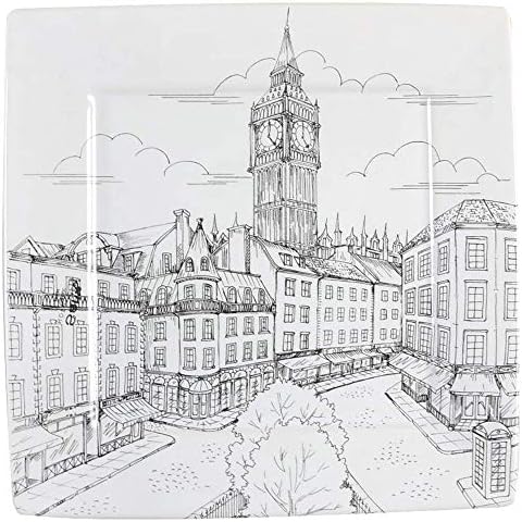 222 Fifth City Scenes Black Dinner Plate PORCELAIN MICROWAVE DISHWASHER SAFE 10 12-inch diameter DISCONTINUED 2018