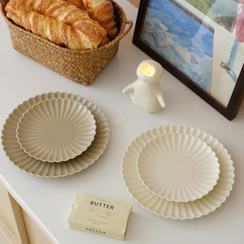Daisy Dinner Plate Set 6-Piece 9-inch Coconut Caf