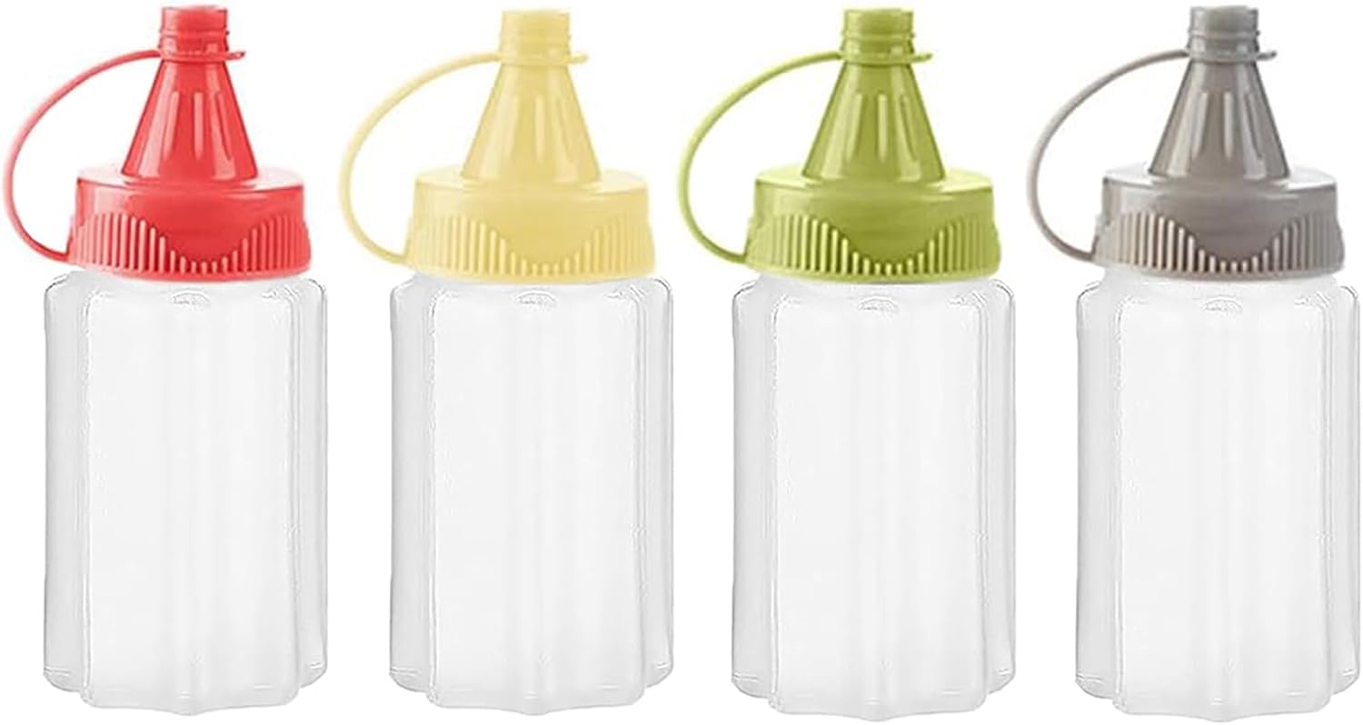 4 Pcs Mini Squeeze Condiment Bottles 1 OZ transparent for Easy Refill Kitchen Storage