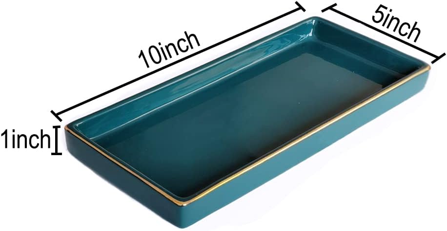 HANKOR Brightening 10x5 Ceramic Bathroom Tray for Countertops
