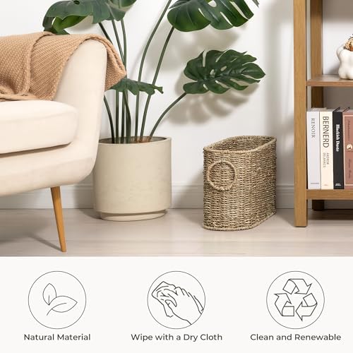 StorageWorks Toilet Paper Storage Holder Wicker Basket Bathroom Accessory Natural Seagrass Design