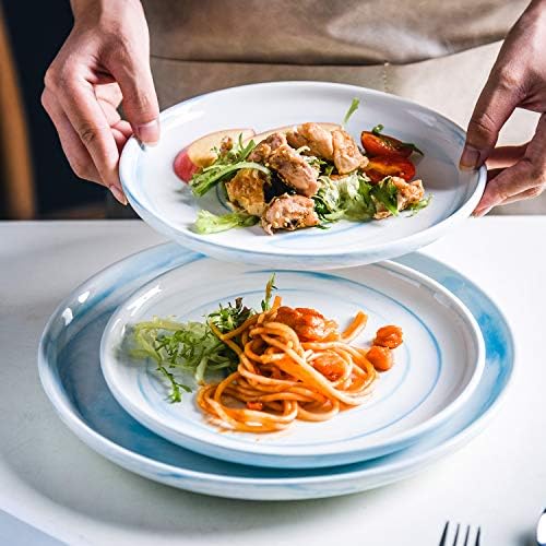 8-inch Blue Marble Dinner Plates Set of 4