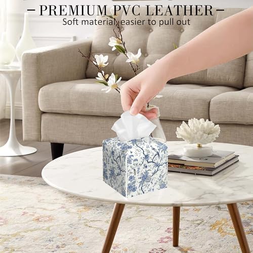 POIUBLE Smart Tissue Box Cover with Bird Flower Design 52 x 52 x 52
