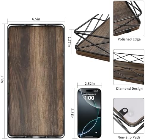 Lixple 13 Metal and Wood Toilet Tank Organizer