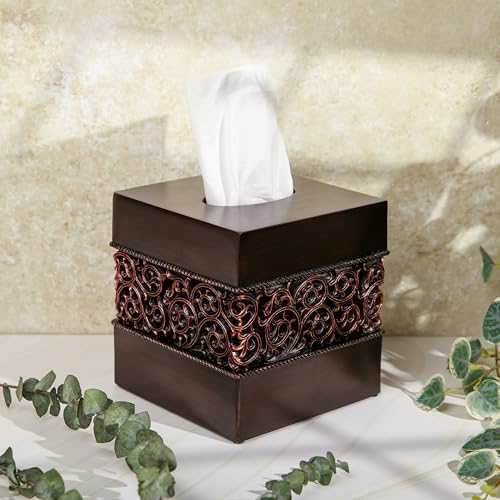 Elegant Bronze Tissue Box Cover Easy to Use Durable for Bathrooms More