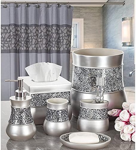 Crackled Glass Toilet Brush Set - Rust-Resistant Durable