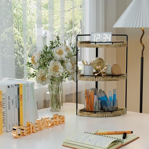 Corner Bathroom Organizer 3 Tier Rustic Brown