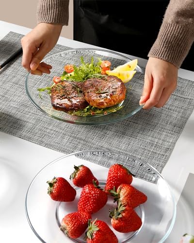 NUTRIUPS 9-Inch Tempered Glass Plates Perfect for Desserts Salads Microwave Dishwasher and Freezer Safe Stylish Design