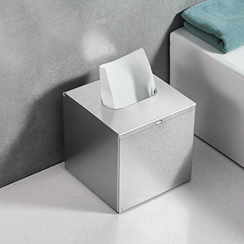 JunSun Square Tissue Box Holder - Stainless Steel Brushed Nickel 5x5x5