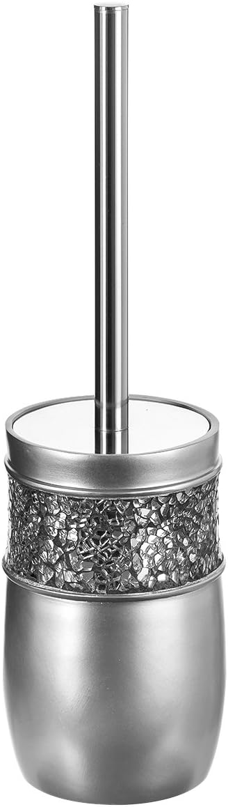 Crackled Glass Toilet Brush Set - Rust-Resistant Durable