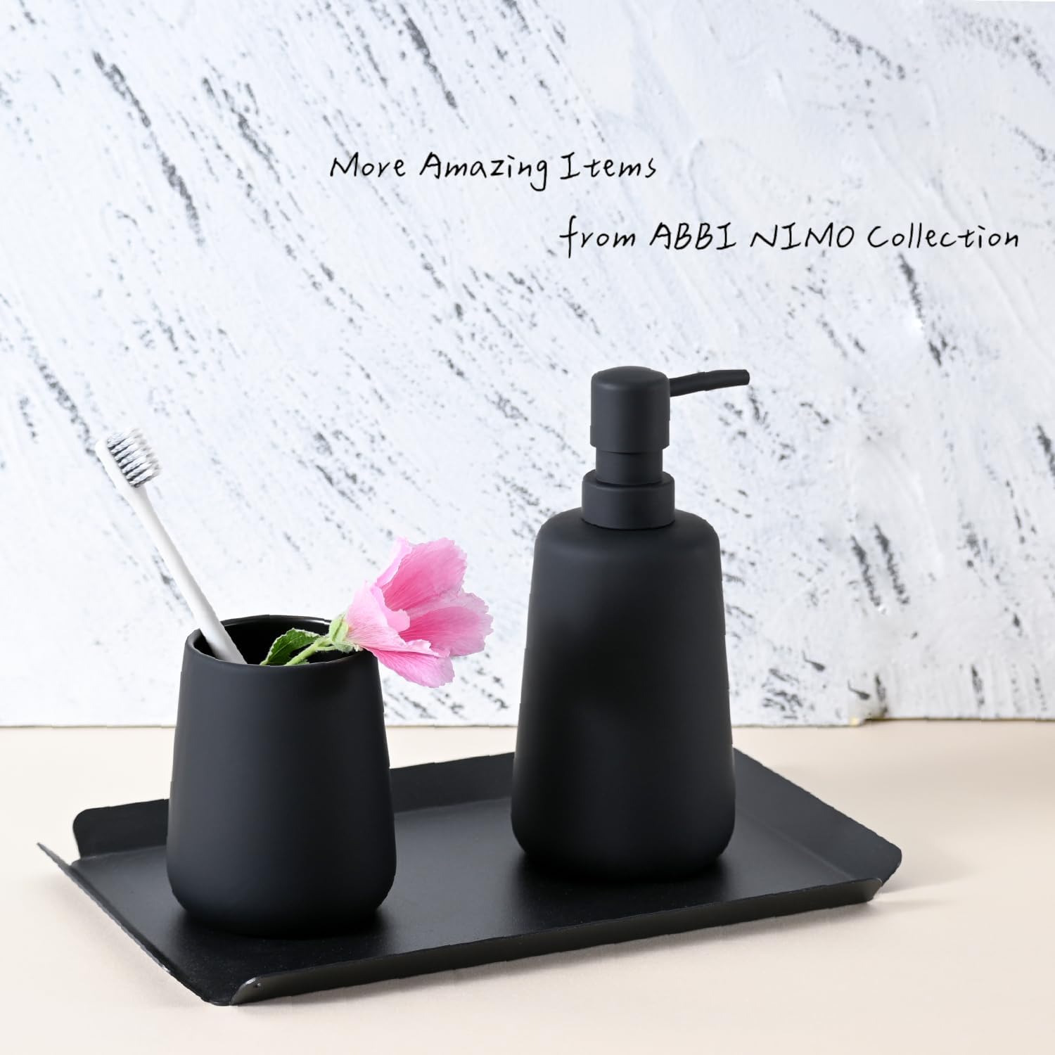 Modern Matte Black Ceramic Toothbrush Holder