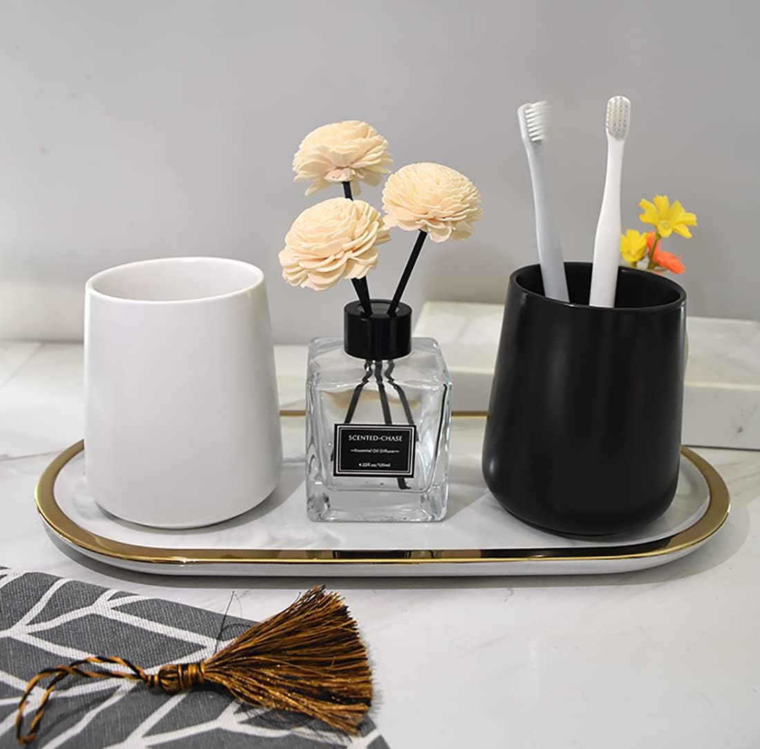 2-Piece Marble Vanity Trays Set