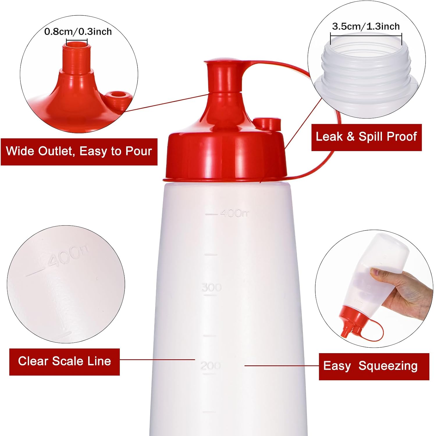 Uceoo2 Pack Condiment Squeeze Bottles - Sturdy BPA-free FDA Certified for Professional and Home Use