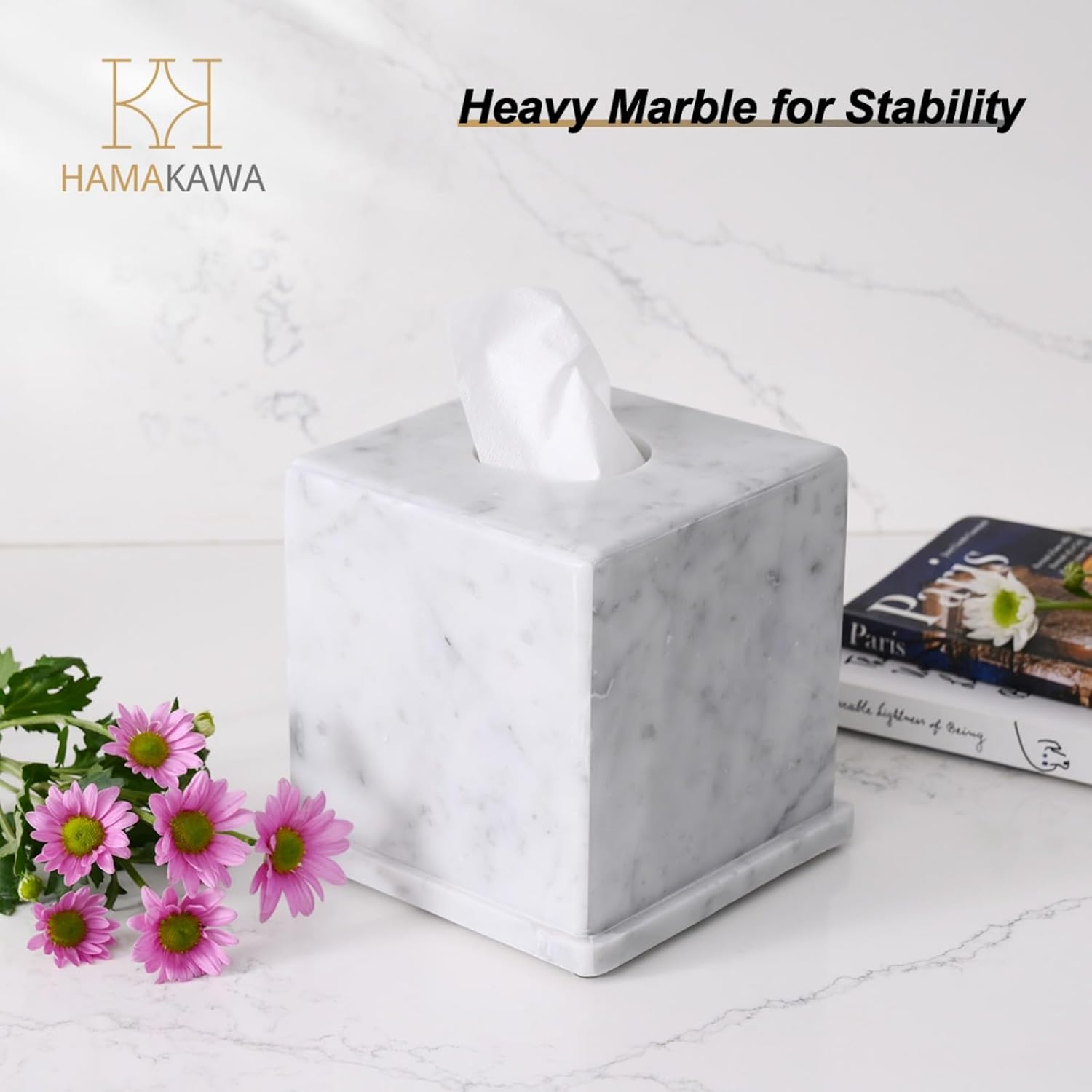 Natural Stone Tissue Box Cover 6x6x57 Carrara White