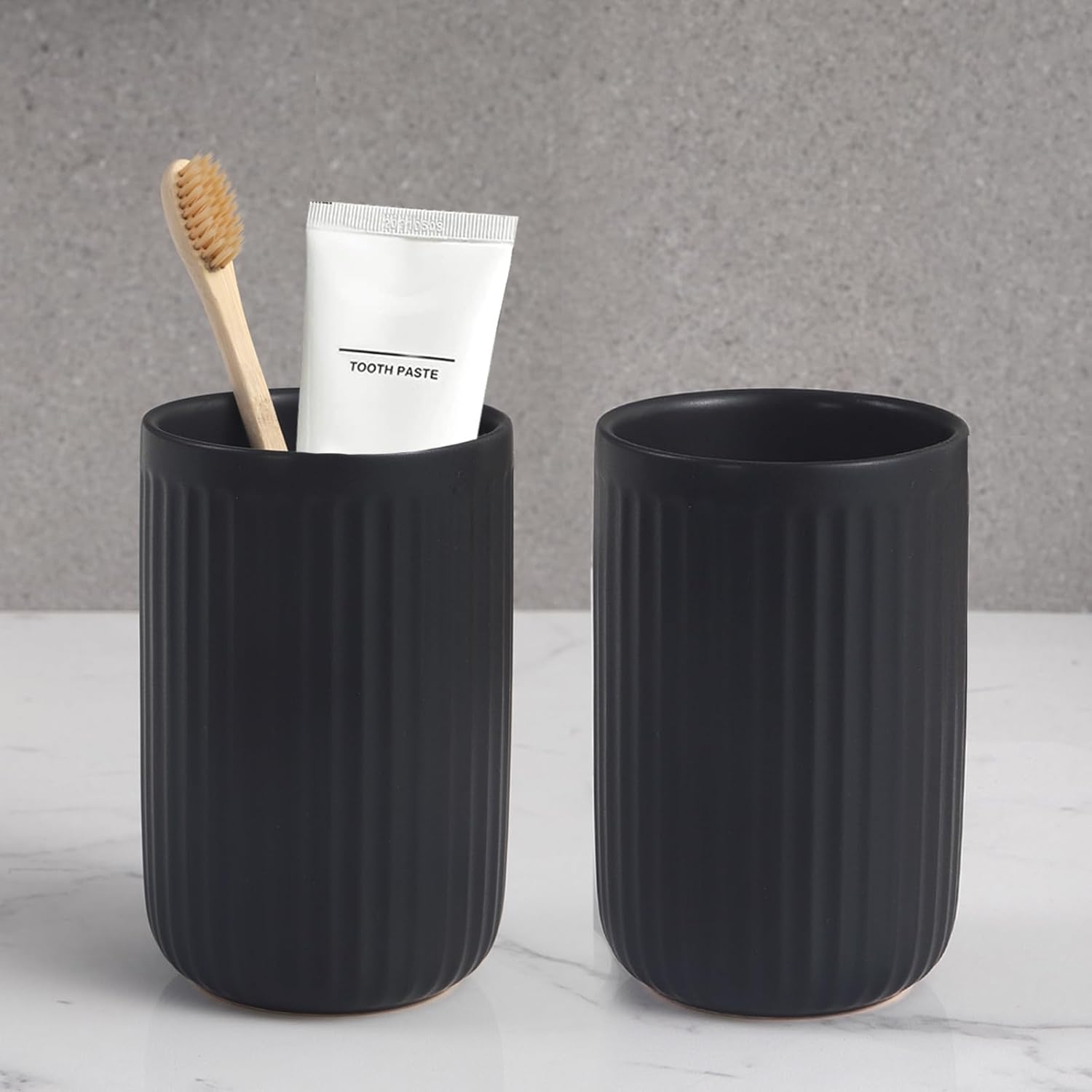 Modern Durable Matte Black Toothbrush Holder Set