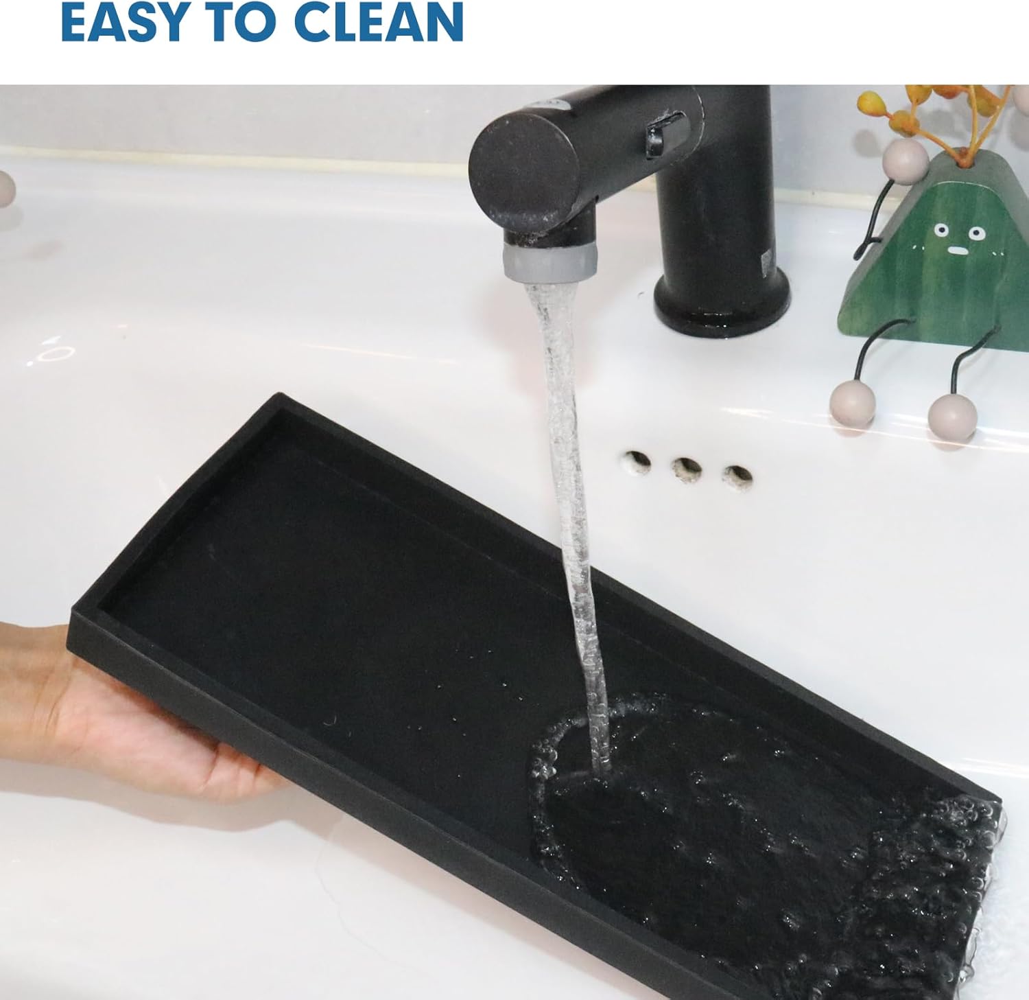 Silicone Vanity Tray with Soap Dish Set - 157 Silicone Tray for Bathroom Kitchen Counter Organizer