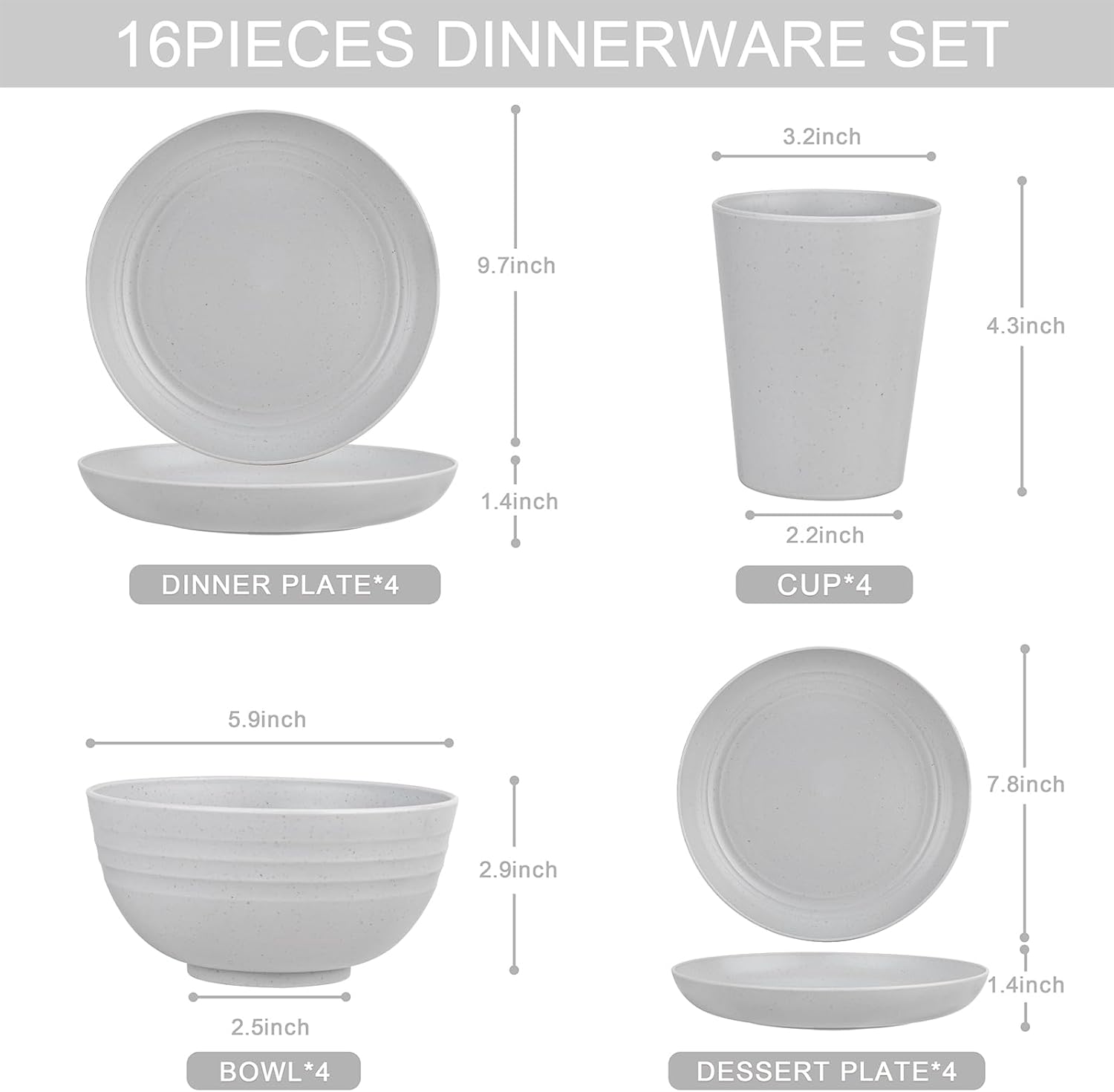 Beautiful 16-Piece Plastic Dinnerware Set