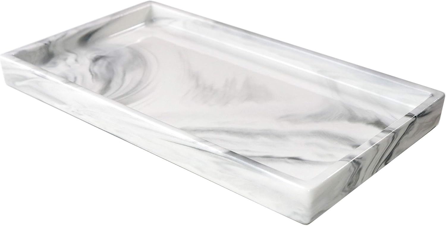 White Marble Ceramic Bathroom Tray