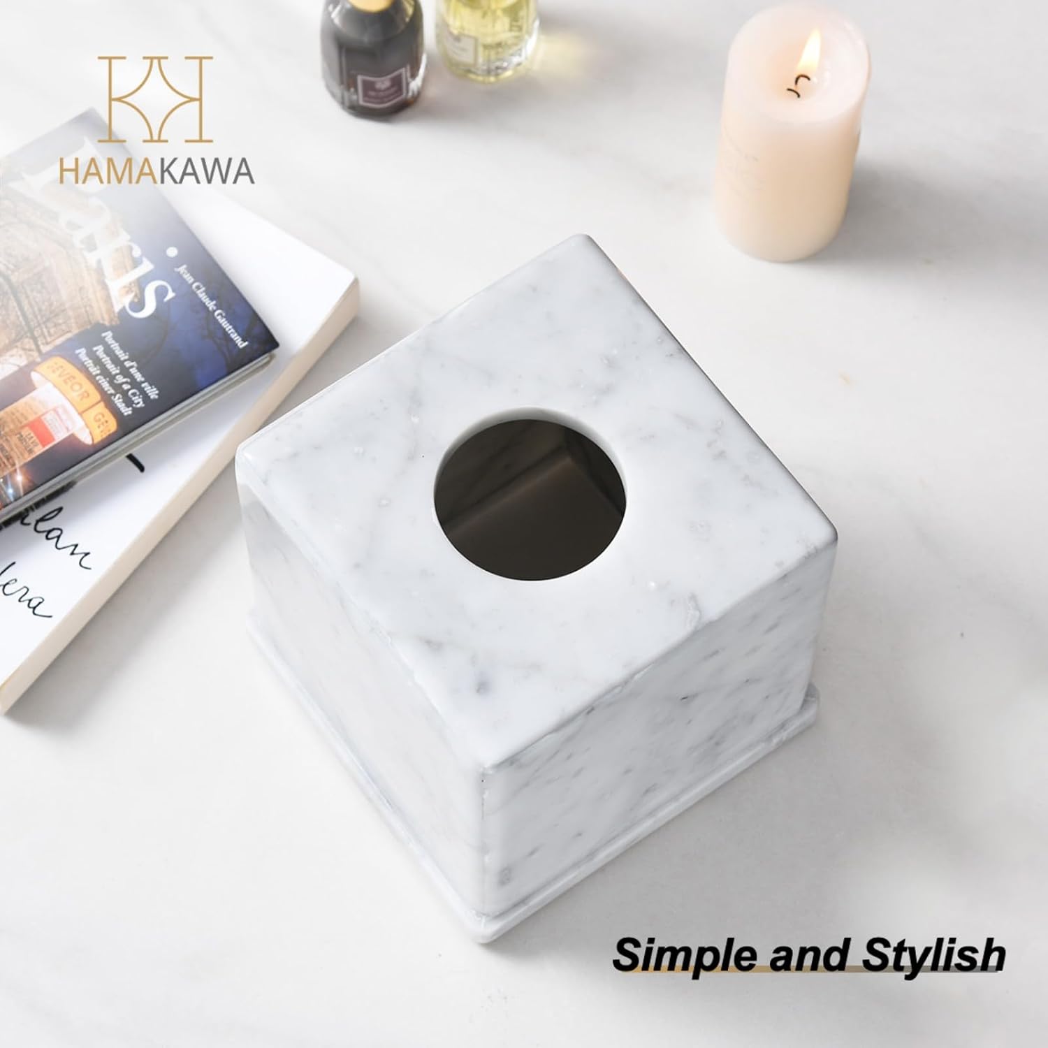 Natural Stone Tissue Box Cover 6x6x57 Carrara White