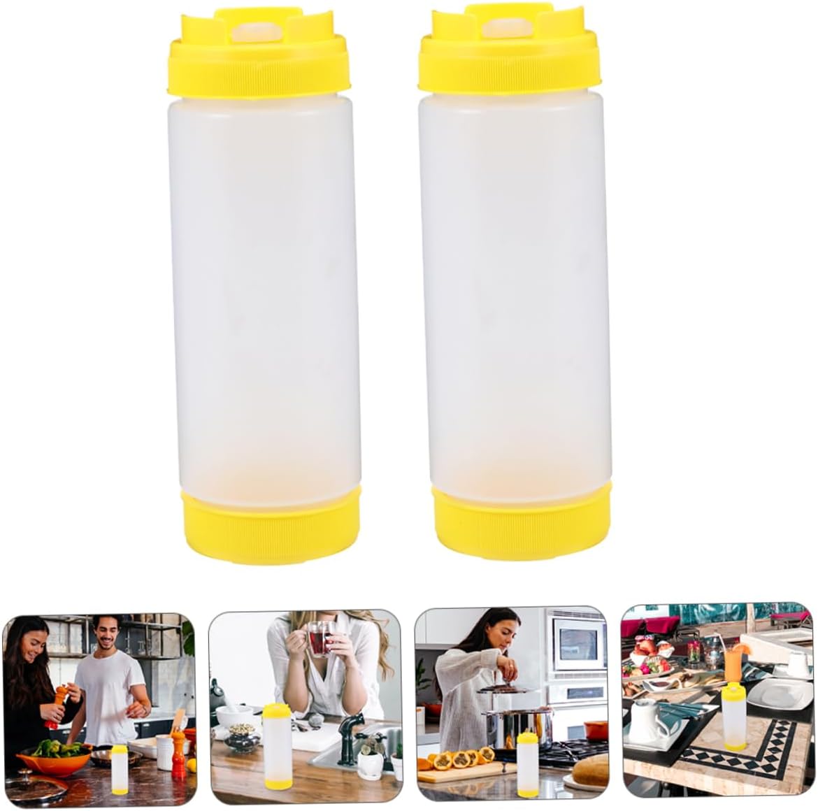 HOLIDYOYO Dual Head Squeeze Bottle Set - 20 oz Ketchup Dressing Dispersers