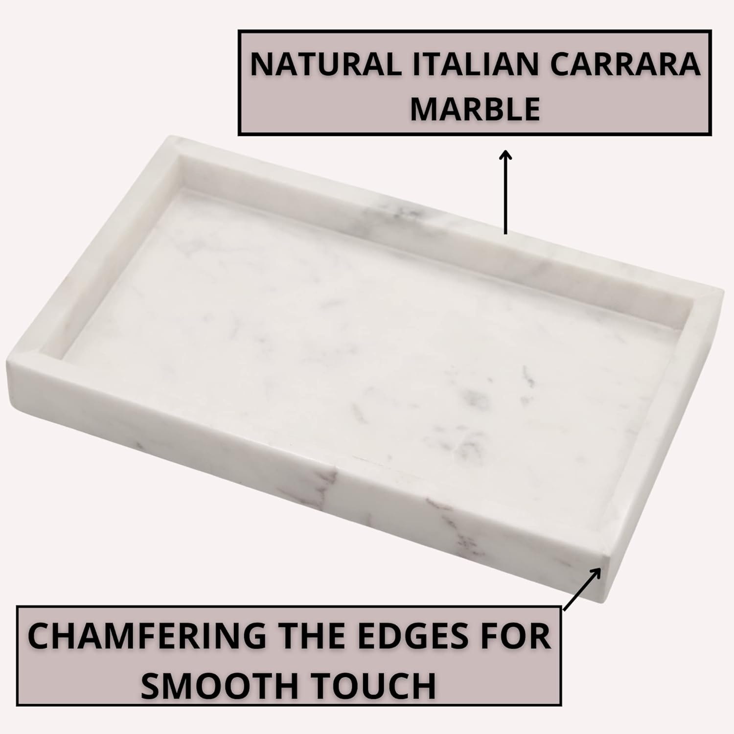 KC KULLICRAFT Natural Marble Tray for Desktop Kitchen Bathroom Organizer