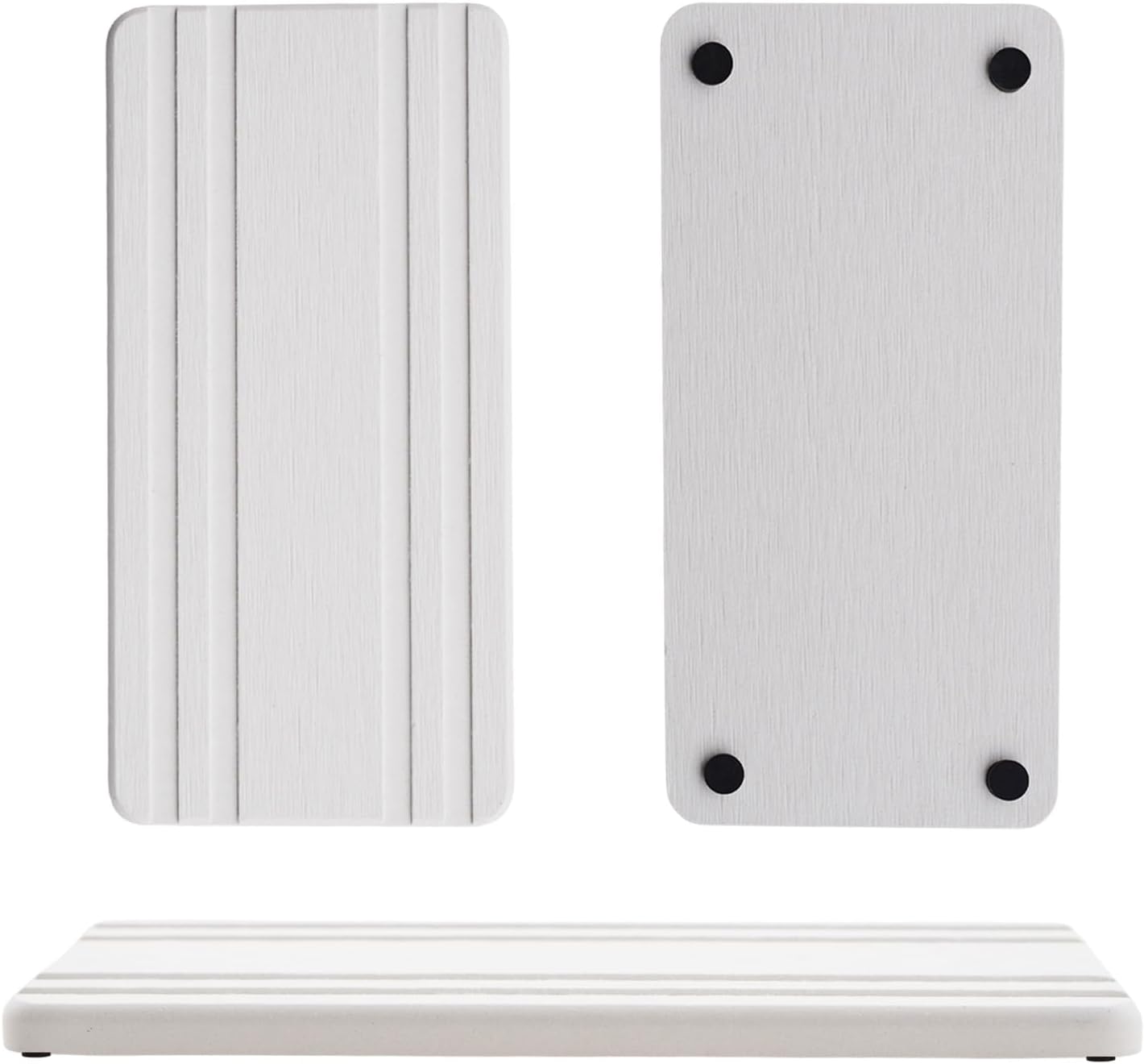2PCS White Vanity Sink Trays with Non-Slip Feet