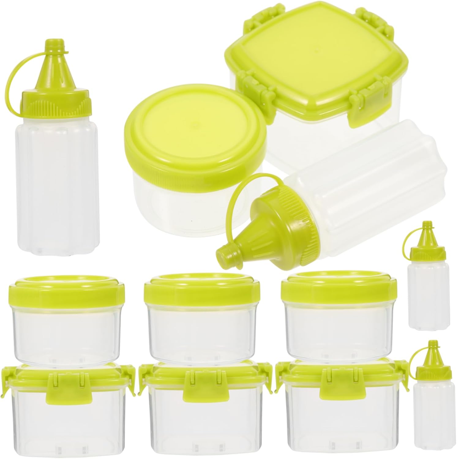 FELTECHELECTR 12-Piece Square Sauce Boxes Set Mustard Ketchup Squeeze Bottles for Condiments BBQ Accessories