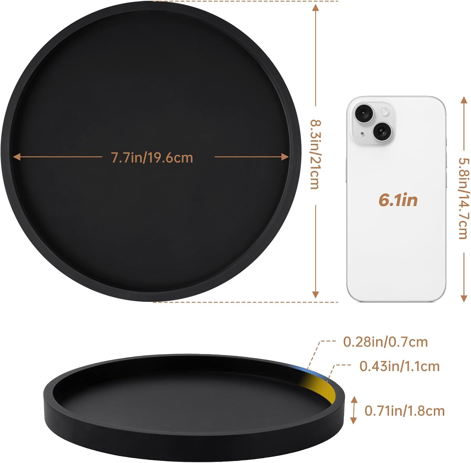 Thickened Silicone Vanity Organizer Tray for Kitchen Bathroom Use