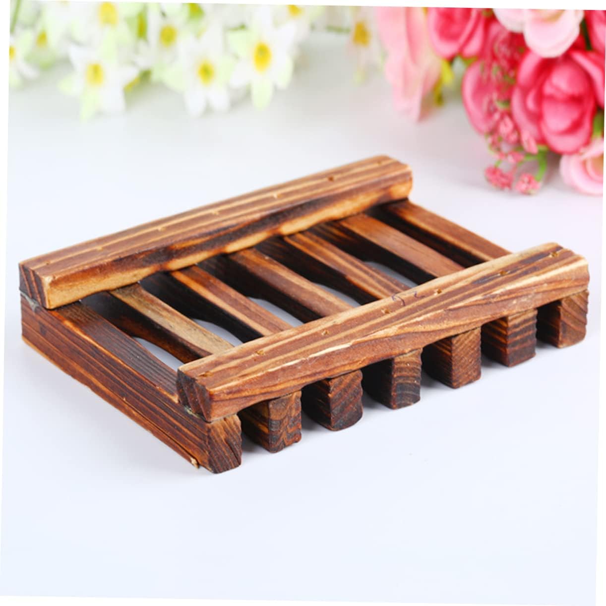 Sturdy Bamboo Soap Dish 4-Pack for Bathroom or Kitchen