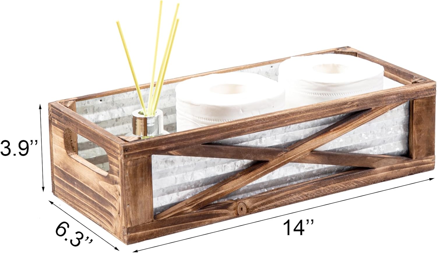 Wooden Toilet Paper Basket with Barn Door Design