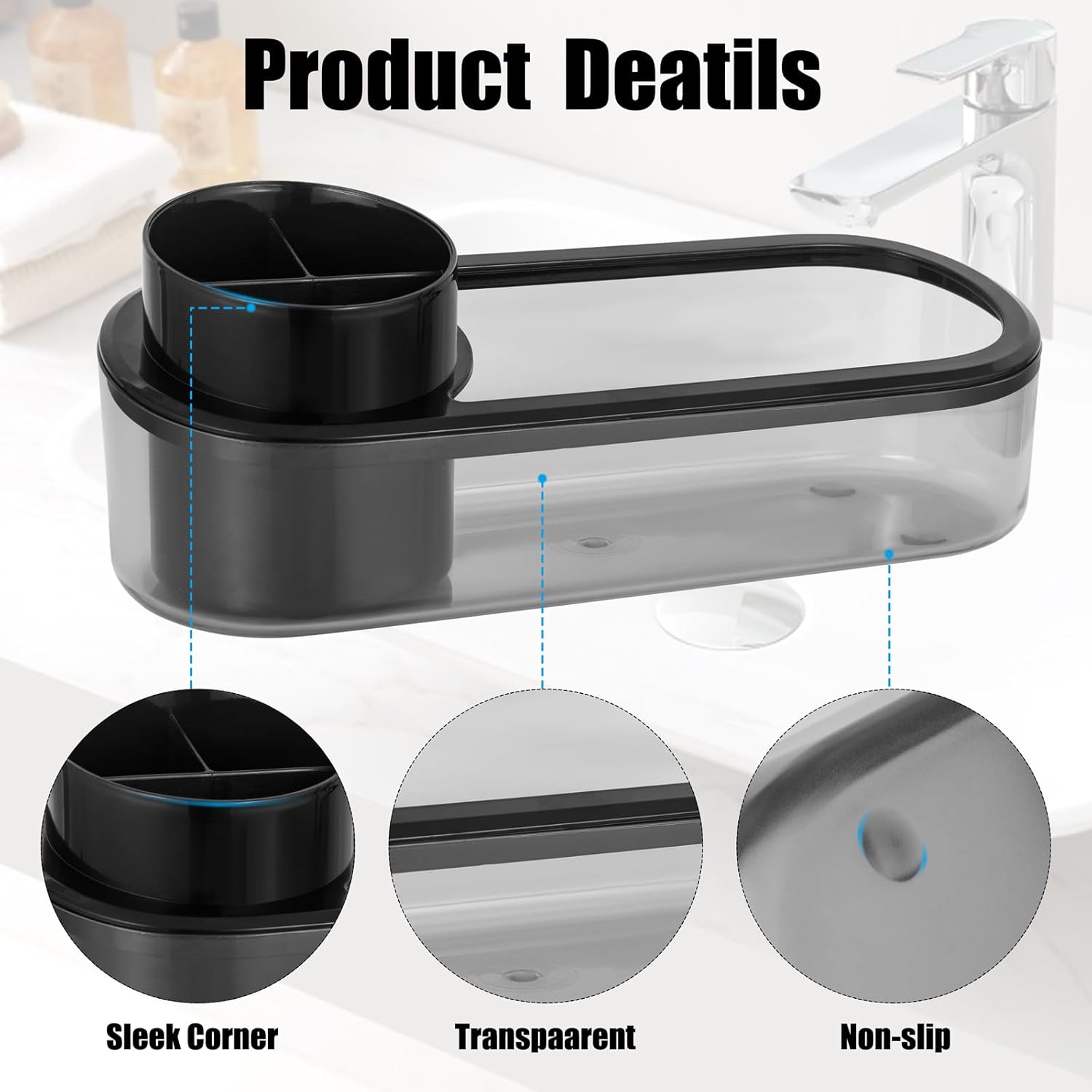 Ayswupt Detachable 5-in-1 Bathroom Toothbrush Holder Organizer
