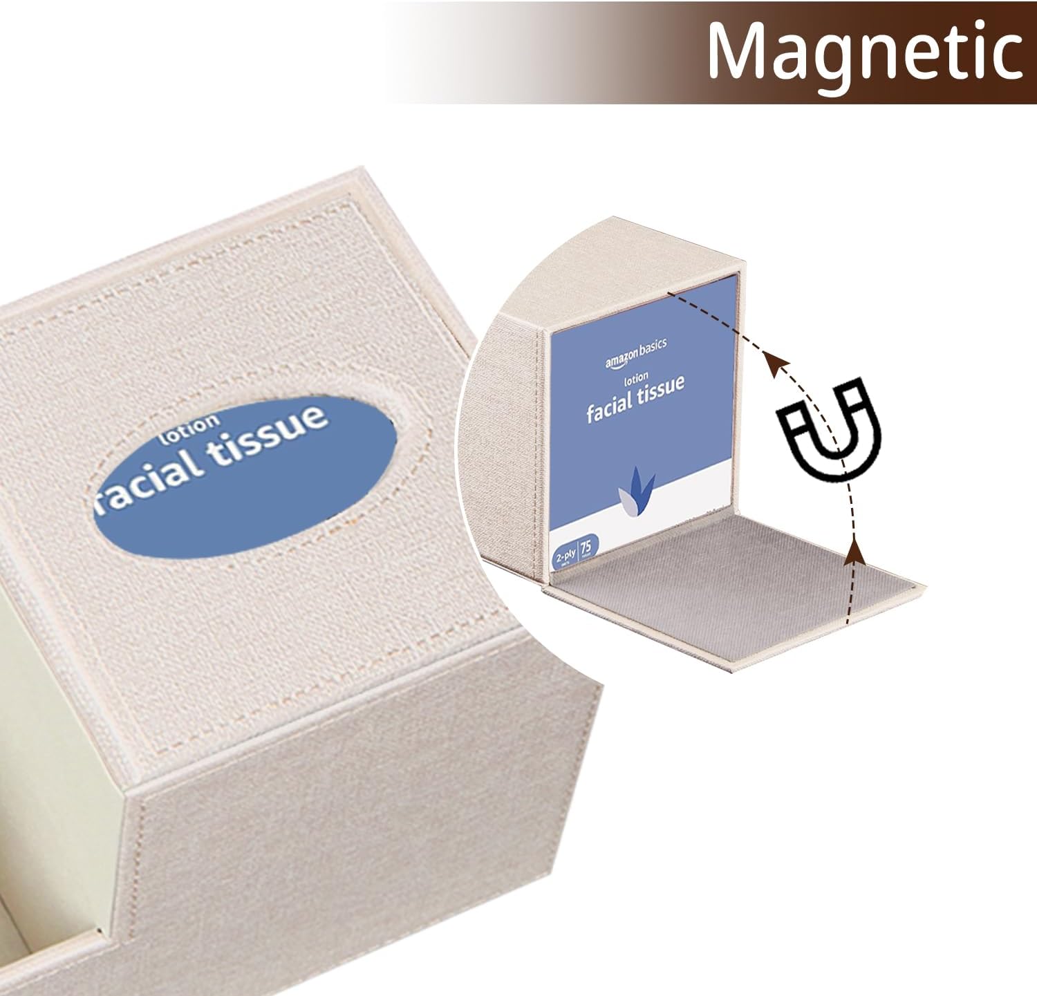 BLIENCE PU Leather Tissue Box Cover with Remote Holder