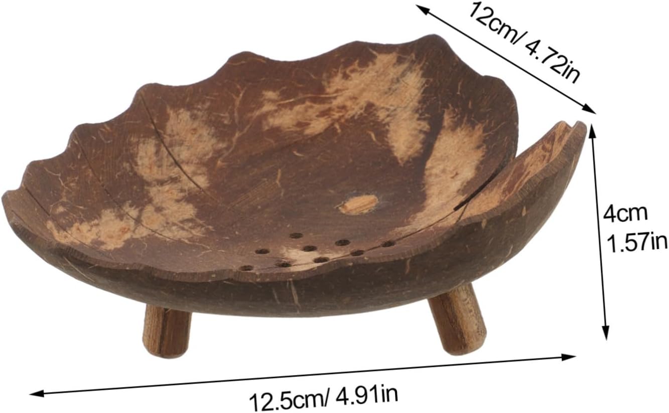 Healifty Coconut Shell Soap Dish Holder for Bathroom and Kitchen