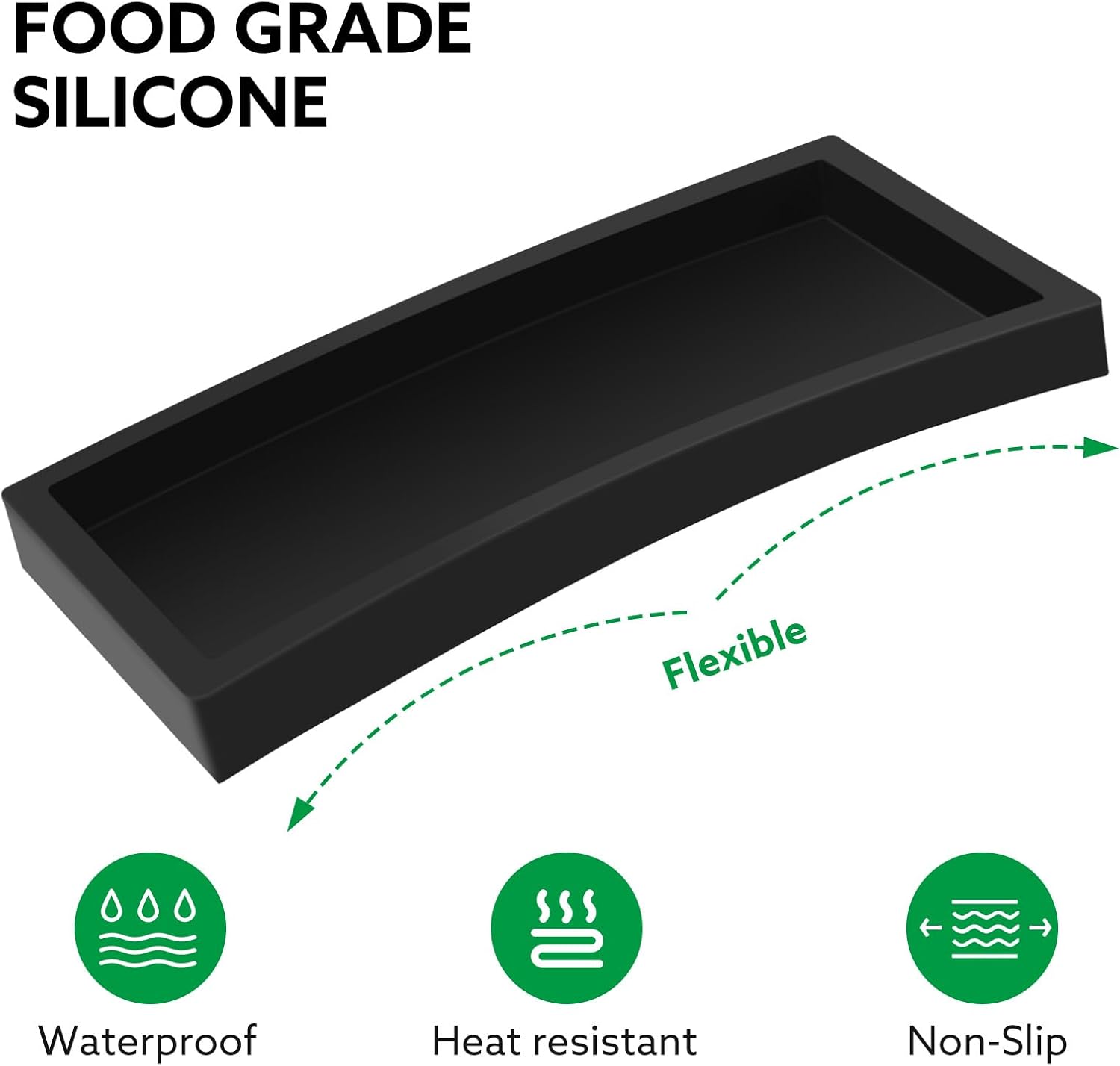 Bathroom Silicone Vanity Sink Organizer Black
