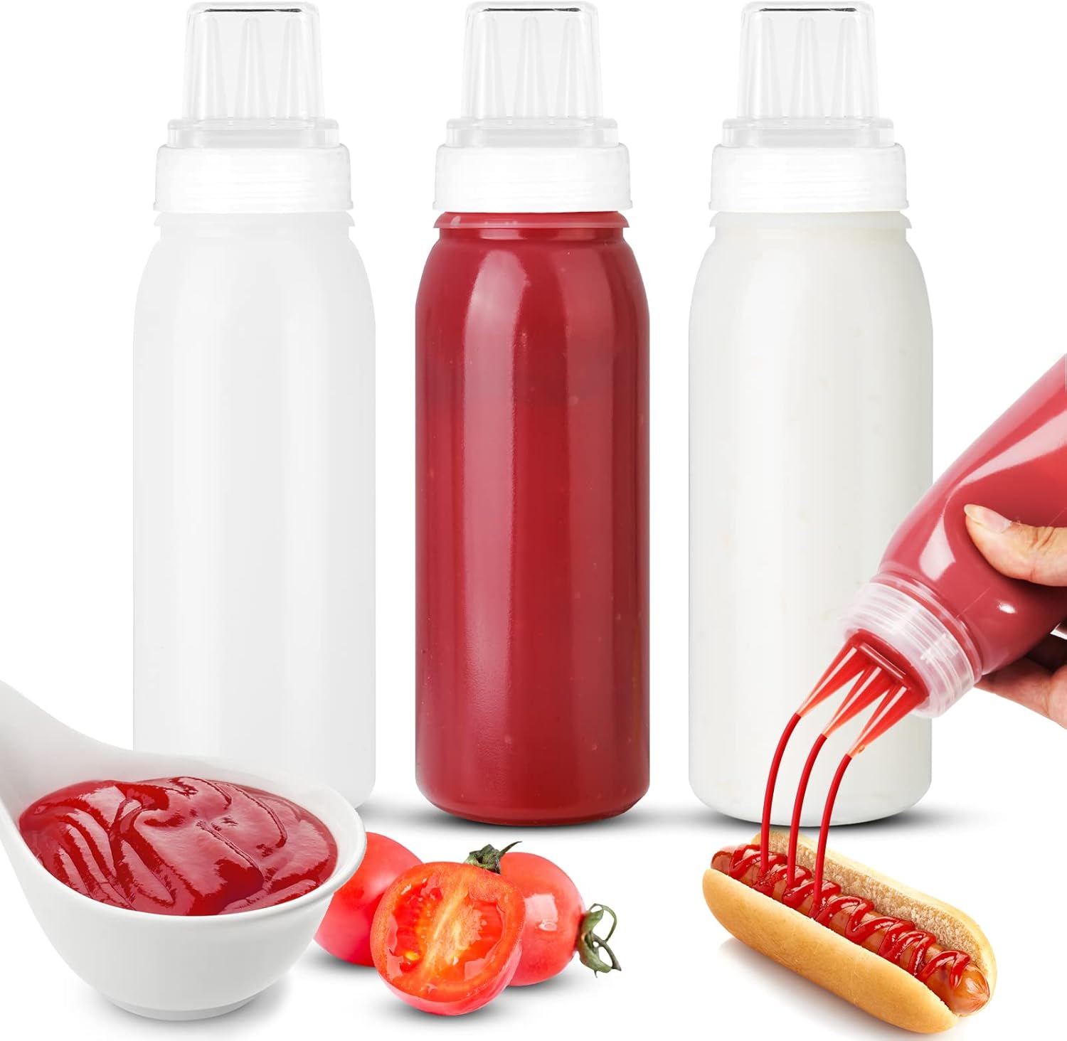 3-Pack Porous Condiment Squeeze Bottles 13oz