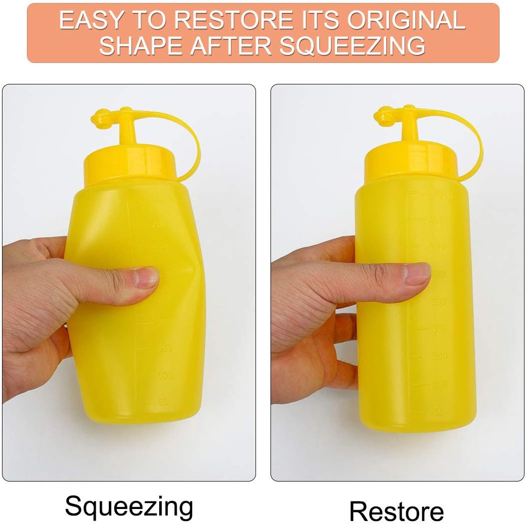 4-Piece 16oz Plastic Condiment Squeeze Bottles with Cap for Kitchen Use