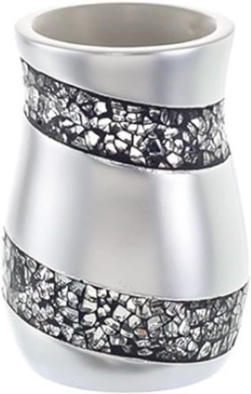 Creative Scents Silver Mosaic Electric Toothbrush and Toothpaste Holder