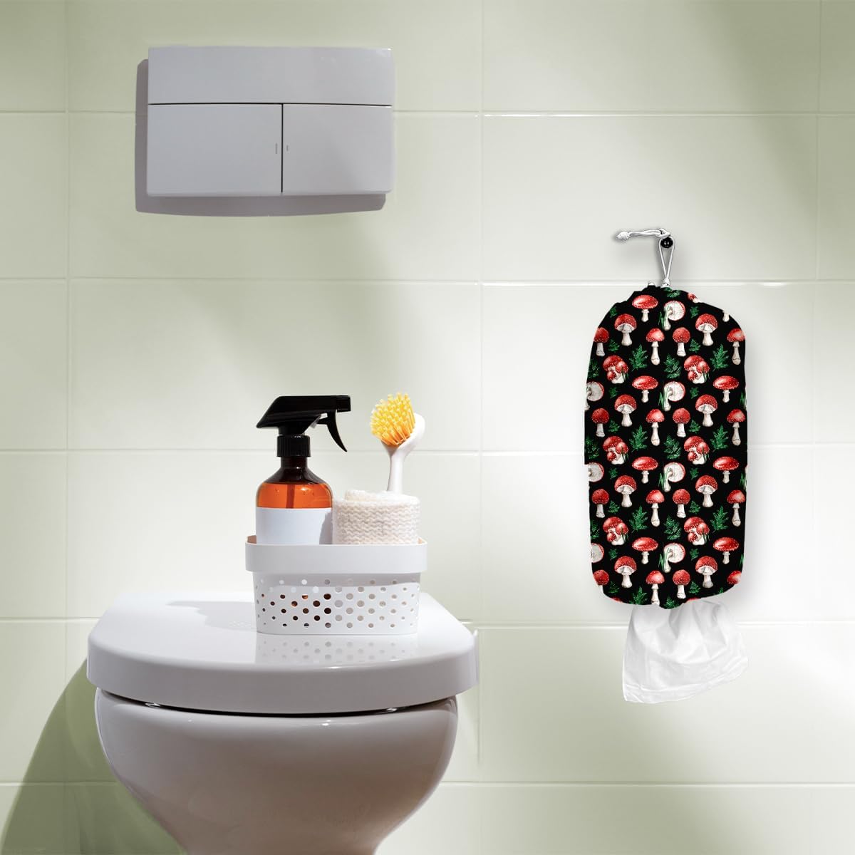 Cute Mushroom Toilet Paper Storage Bag with Reusable Design Organizer for Trash Increments