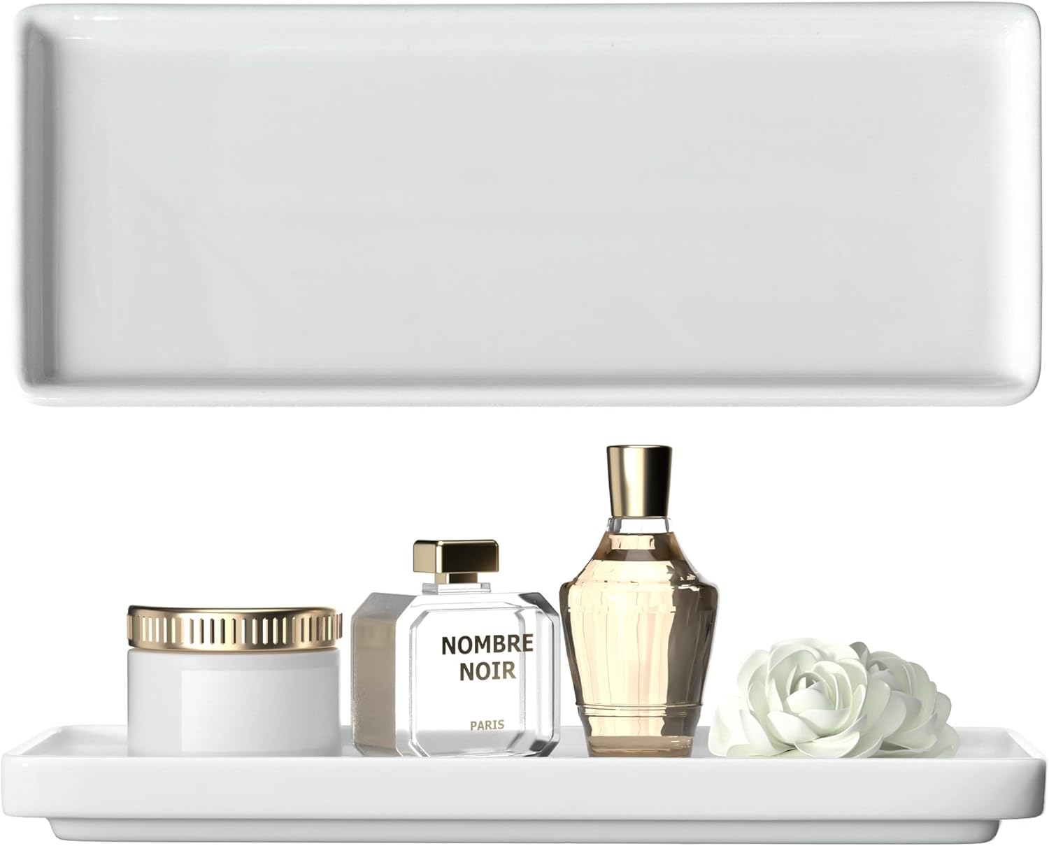 Premium Ceramic Bathroom Tray - Sleek Non-Slip Organizer for Shower Countertop Vanity