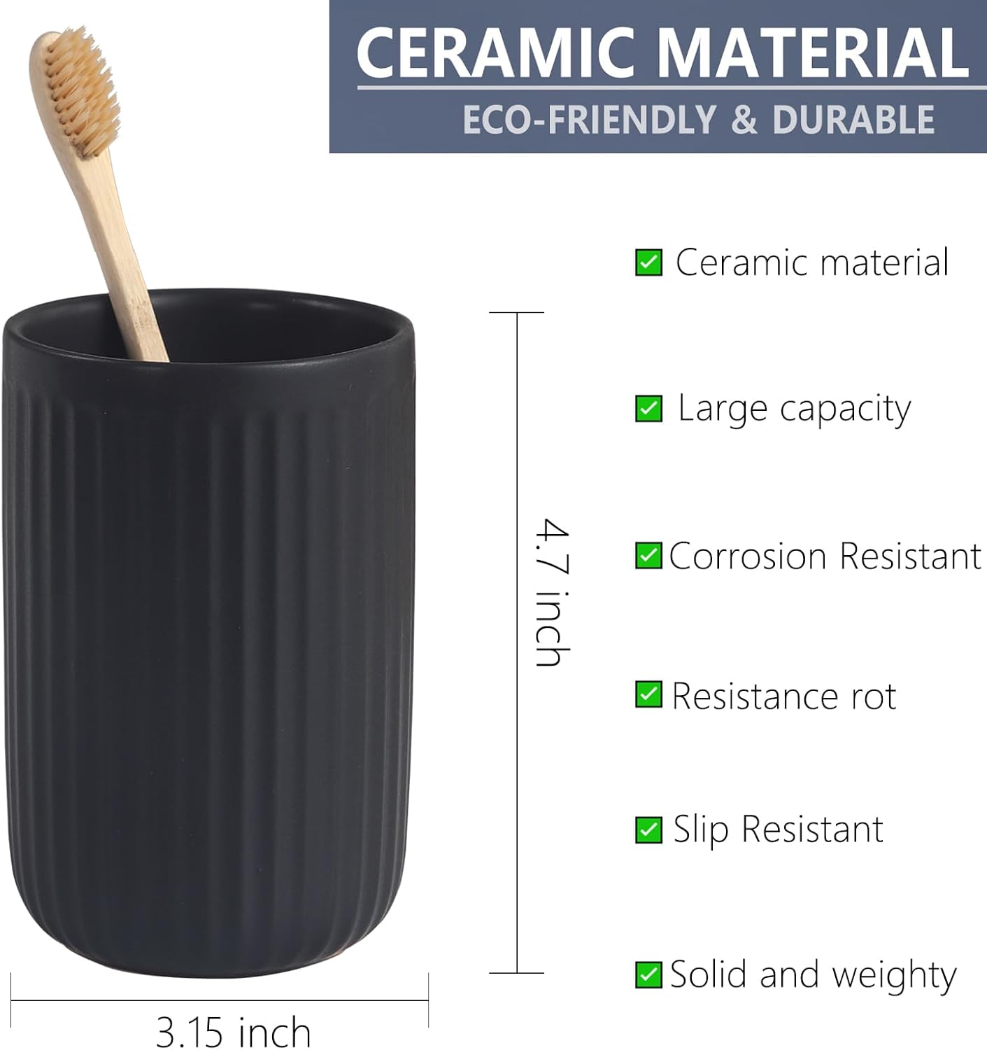 Modern Durable Matte Black Toothbrush Holder Set