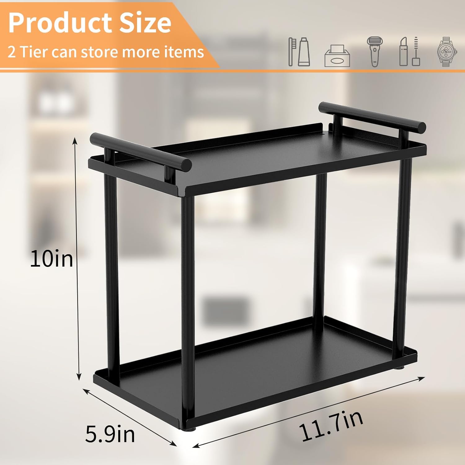 Space-Saving 2-Tier Bathroom Organizer for Skincare Makeup Storage