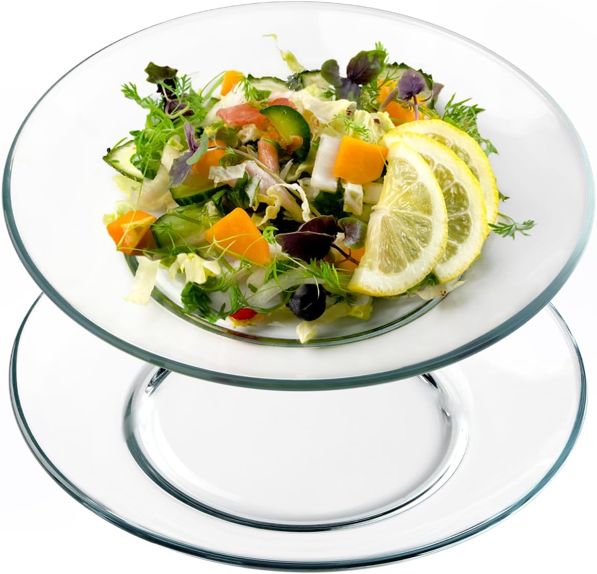 NUTRIUPS 9-Inch Tempered Glass Plates Perfect for Desserts Salads Microwave Dishwasher and Freezer Safe Stylish Design