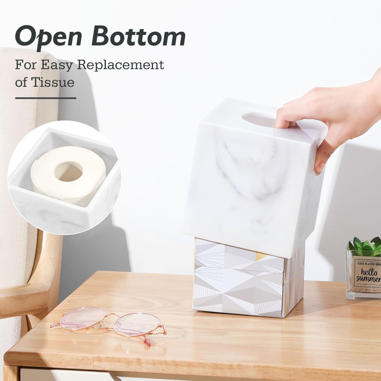 Luxspire Tissue Box Cover Holder Easy to Refill Durable Stylish